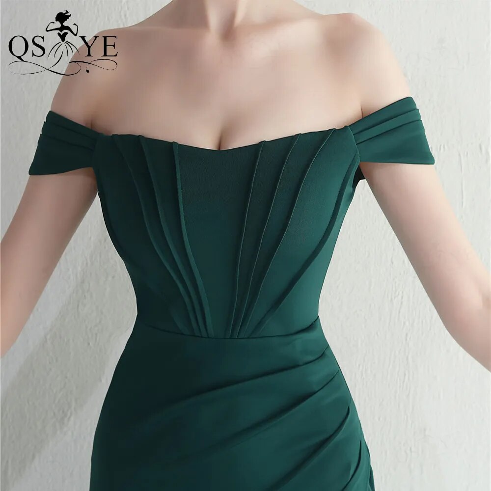 Evening wear Dresses: Prom Dress Ruched Bodice Split Party Gown