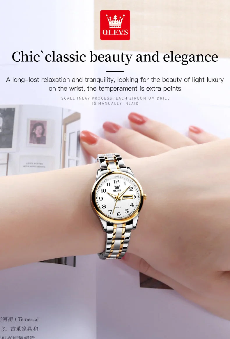 OLEVS 5567 Women's Watch Original Luxury Brand Stainless Steel Waterproof Quartz Women's Watch Elegant Date Zhou Women's watches