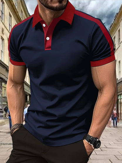 The 2025 summer new men's POLO shirt features a casual refreshing and simple printed streetwear style