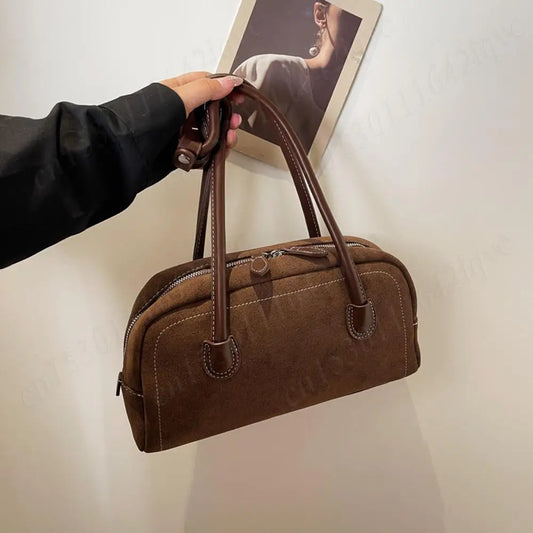 Shoulder Bag for Women Multi Pocket Underarm Bag Faux Suede