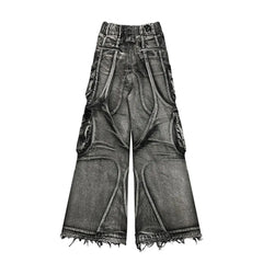 Goth Punk Ripped Retro Y2K Cargo Pants  Hip Hop Distressed Baggy Jeans for Men