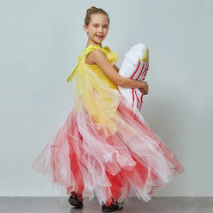 Festive Popcorn Costume For Teen Girl Lace TUTU Dress Christmas Child Up Sling