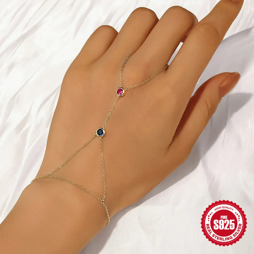 CANNER Minimalism Octagonal Star Finger Bracelet For Women 925 Sterling Silver Ins Flower Multi-layer Bracelet Fine Jewelry
