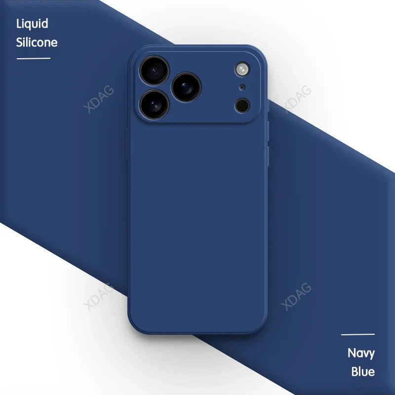 Liquid Silicone Original Phone Case for iPhone 17 Pro Max Air 17Pro 17Max 5G Straight Edge Lens Protection Soft Basic Back Cover