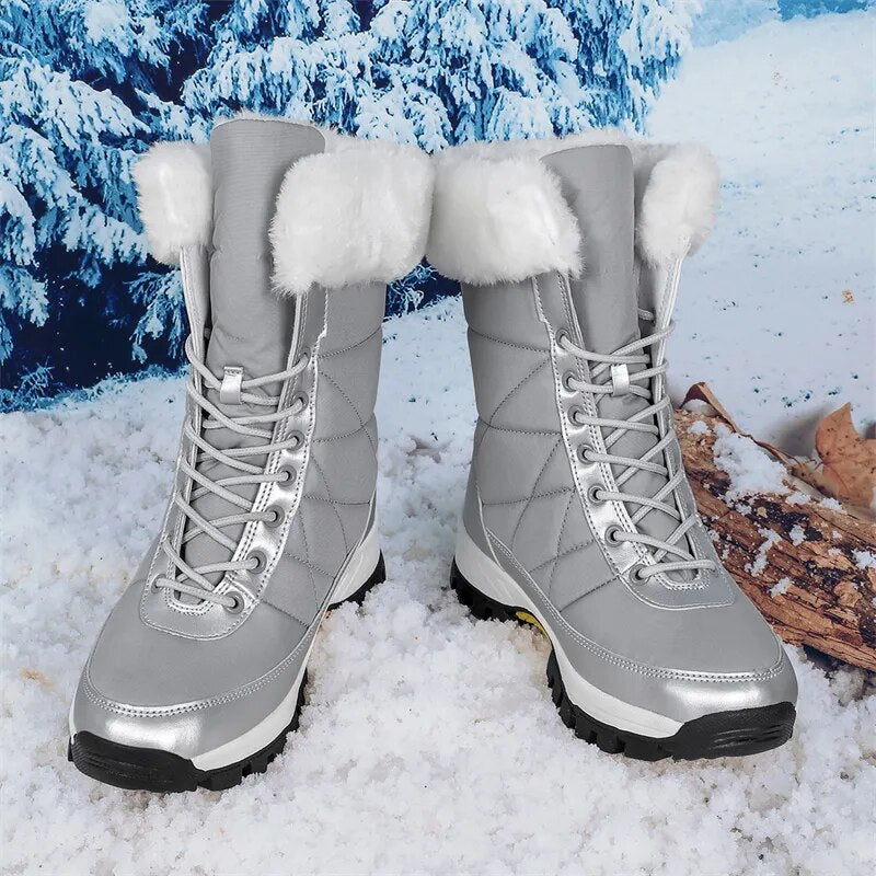 Moipheng Women Snow Boots Warm Plush Comfortable Platform Shoes