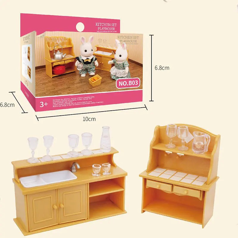 Forest Family Reindeer Rabbit Panda Animal Simulation Dollhouse Furniture Toy Set House Accessories Christmas Gifts for Kids
