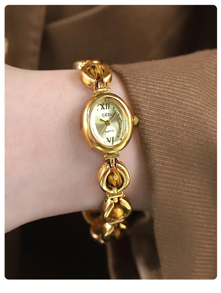 Ladies Watch Light Luxury Brand National Style Zulu Green Bracelet Advanced Bead Waterproof Women Fashion Quartz Wristwatches