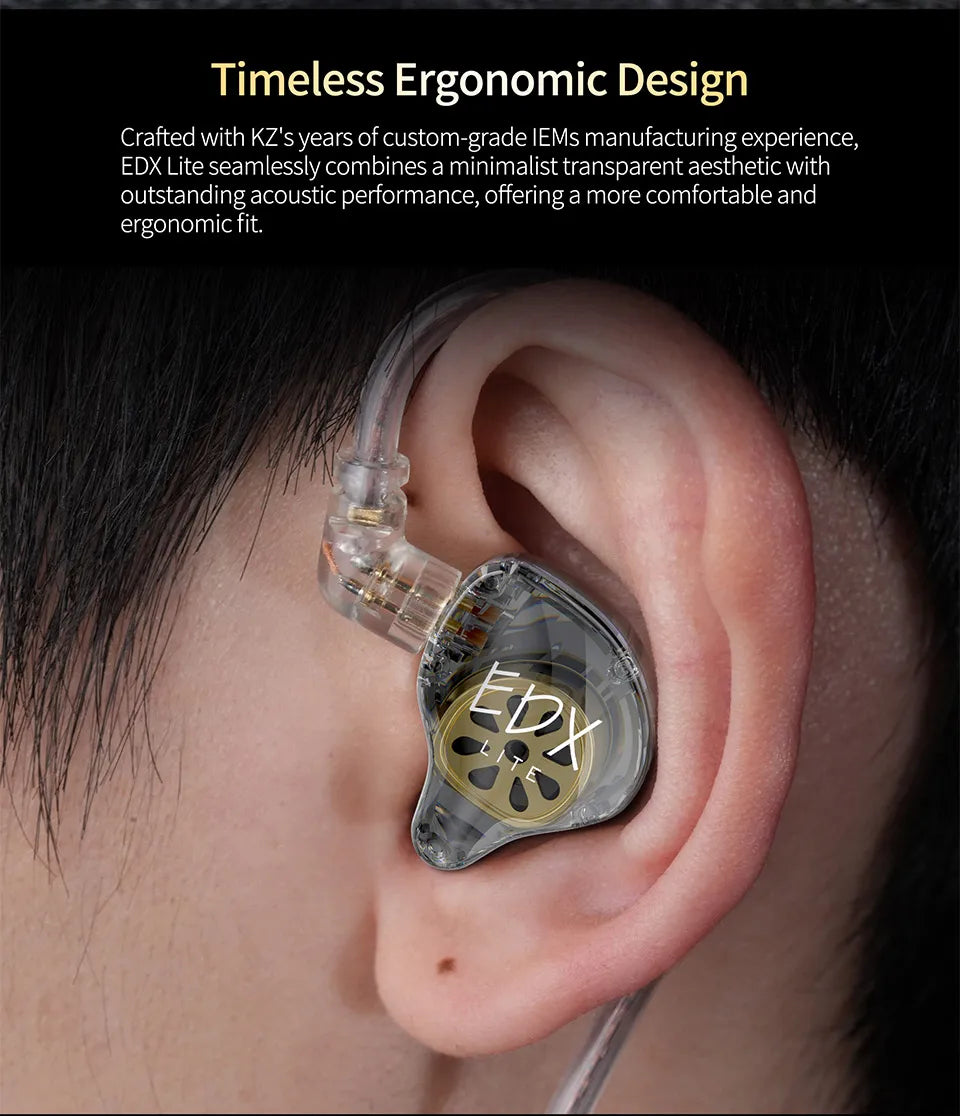 KZ EDX Lite Wired In Ear Earphones  Monitor Stage Live Headphones HIFI Stereo Bass Music Earbuds Sports Gaming Headset