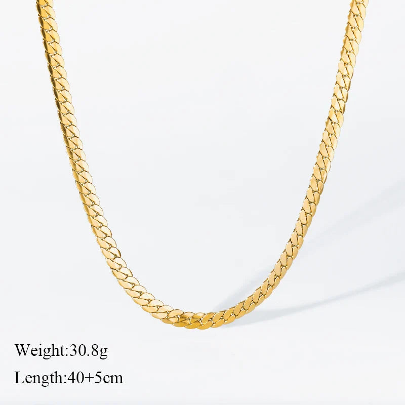 EILIECK 316L Stainless Steel Metal Chain Necklace For Women Fashion 18K Gold Plated Neck Chain Waterproof Jewelry Lady Gift