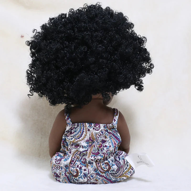 14inch Full Body Vinyl Bebe Reborn Dolls Soft Lifelike Baby Toys American Reborn Black Baby Doll Vinyl Baby Doll Toys Girls Boys