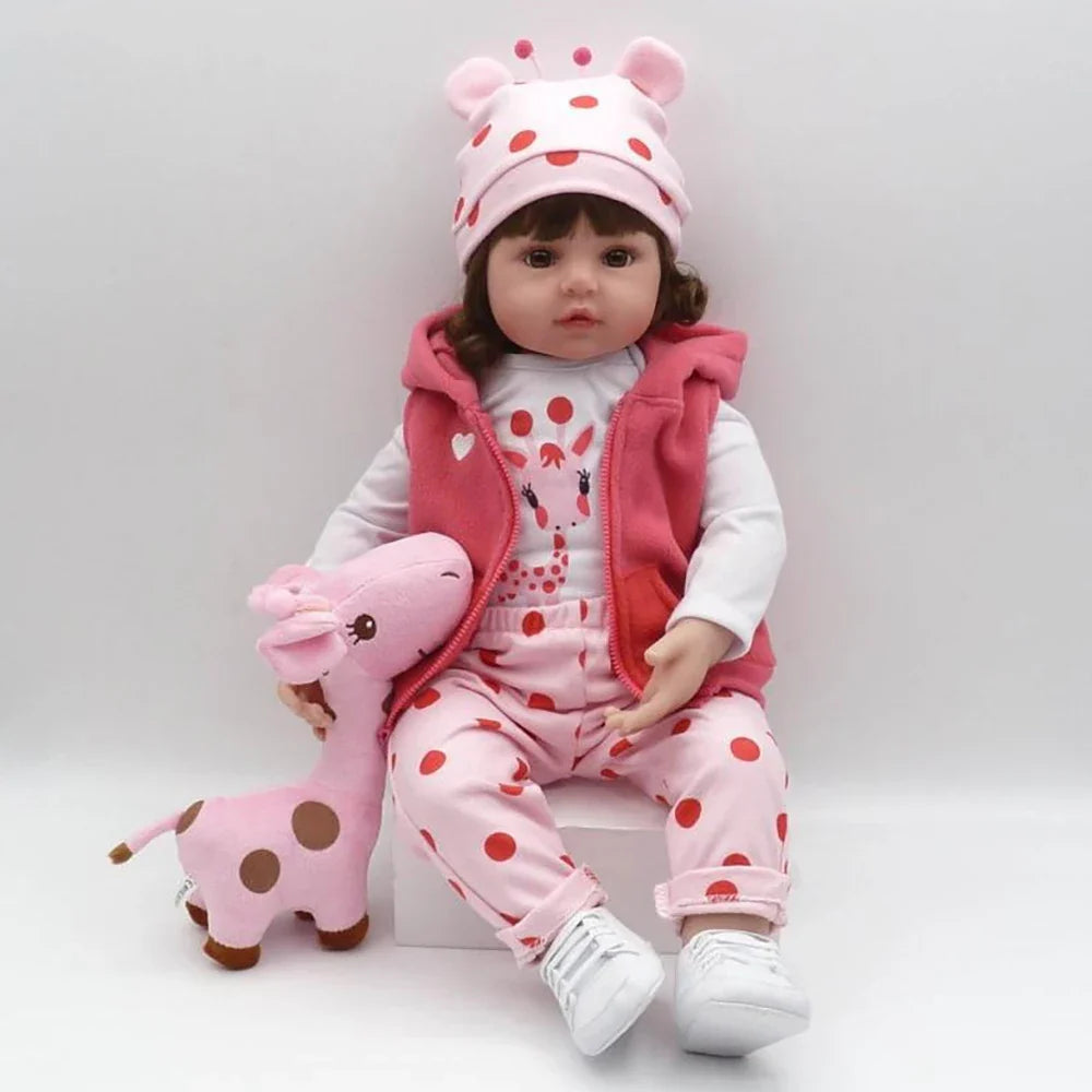 (48cm Reborn Doll) Cute Full Vinyl Simulation Dolls Dress Up Game Washable Toys Accompanying Children For Christmas Gifts