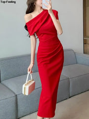 Elegant Off Shoulder Evening Party Dresses Women Summer Fashion Slim