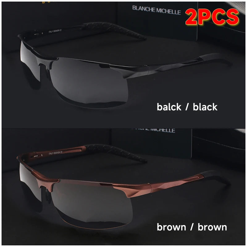 Sport Sunglasses Polarized Men UV400 Rectangle Gold Outdoor Driving Sun Glasses