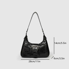 Retro belt design PU leather women's shoulder bag Y2K small retro women's armpit