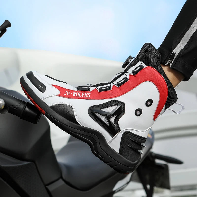 Motorcycle boots four seasons high-top outdoor riding boots fashion protective motorcycle shoes plus size off-road cycling shoes