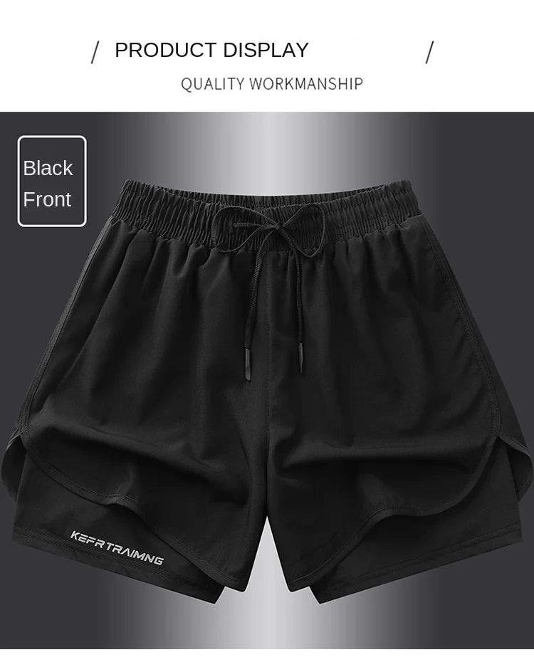 two pieces of sports shorts, men's and women's quick drying three point