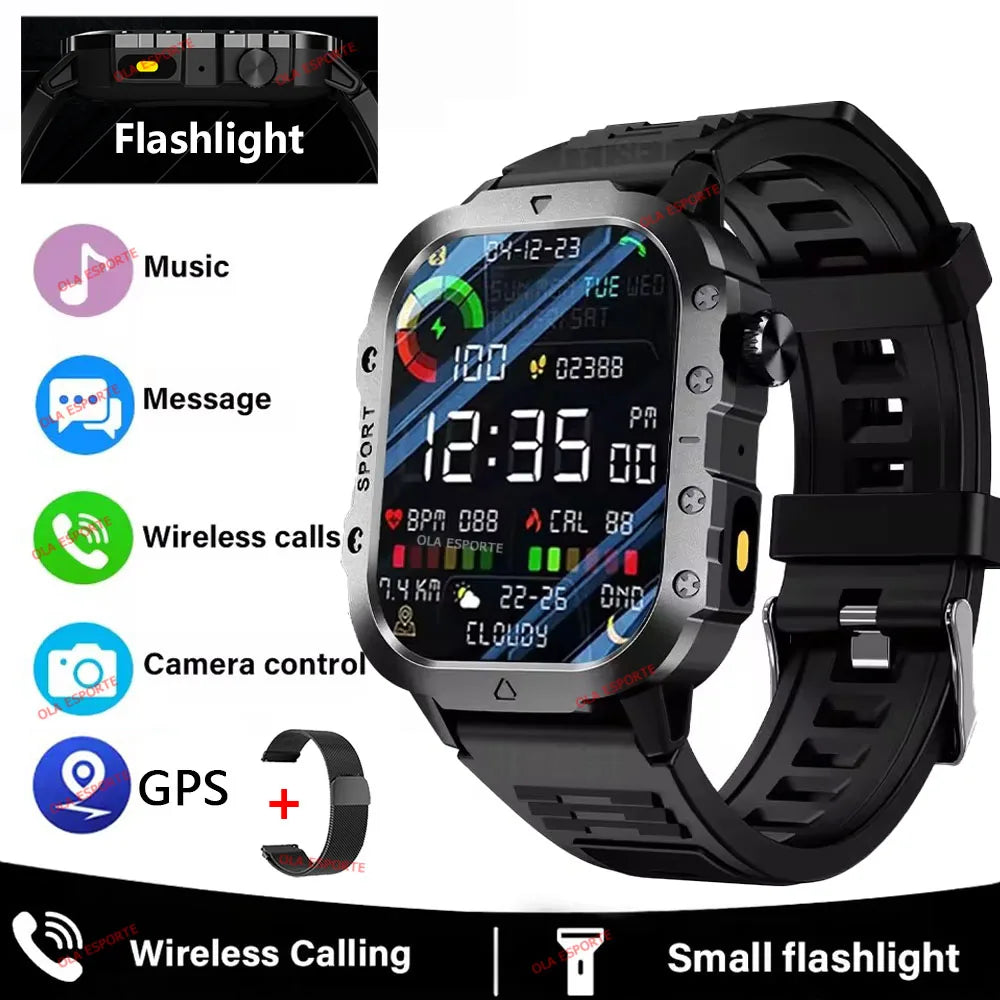 EGC+PPG GPS Sports Fitness Tracker Smartwatch Men 2.01Inch Touch Screen Health Monitoring Bluetooth Call Smart Watch For Android