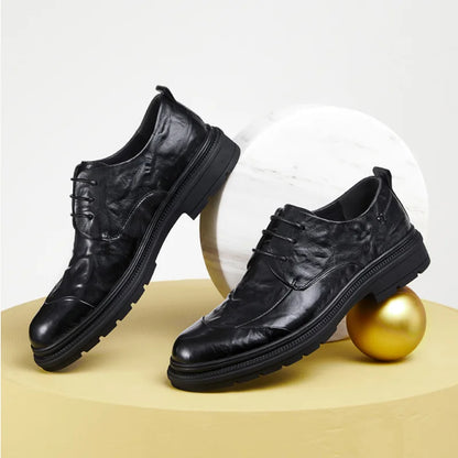 GOLDEN CAMEL Men's Dress Shoes Embossed Soft Sole Business Wedding Formal Leather Shoes for Men Fashion Retro Man Shoe 2023 New