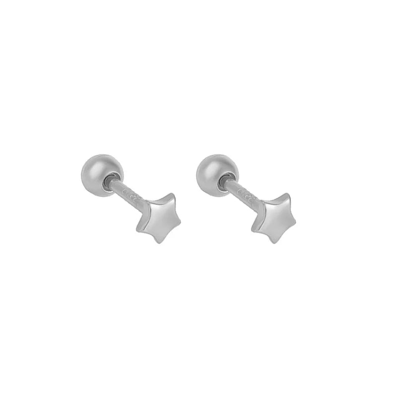 WANTME 925 Sterling Silver Fashion Simple Golden Flower Beads Small Stud Earrings for Women Teen Piercing Jewelry Accessories