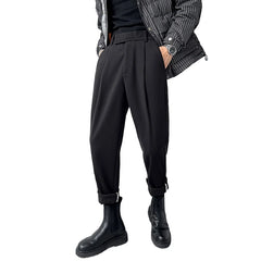 Casual Pants Men Loose Woolen Elastic Waist Streetwear Vintage Fashion Suit Pants