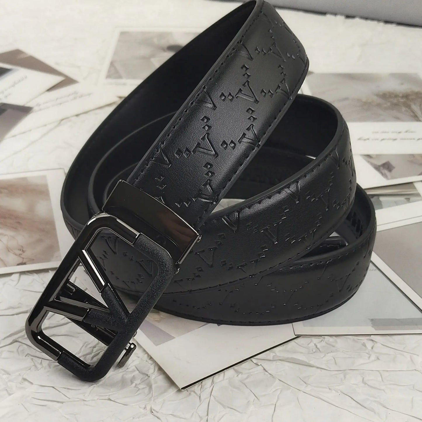 2026 Luxury Designer Belt for Men – Letter Pattern, High-Quality Leather, Metal Buckle, Business & Casual Wear