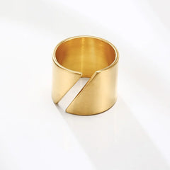 Stainless Steel Modern Wrap Wide Ring for Women Geometric Finger Statement Ring