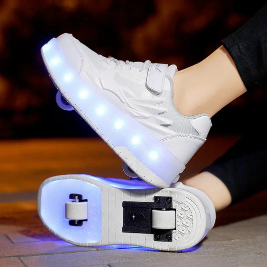 Kids Roller Skate Shoes Led Light Boys Girls Sneakers with 2 Wheels Sport Sneakers