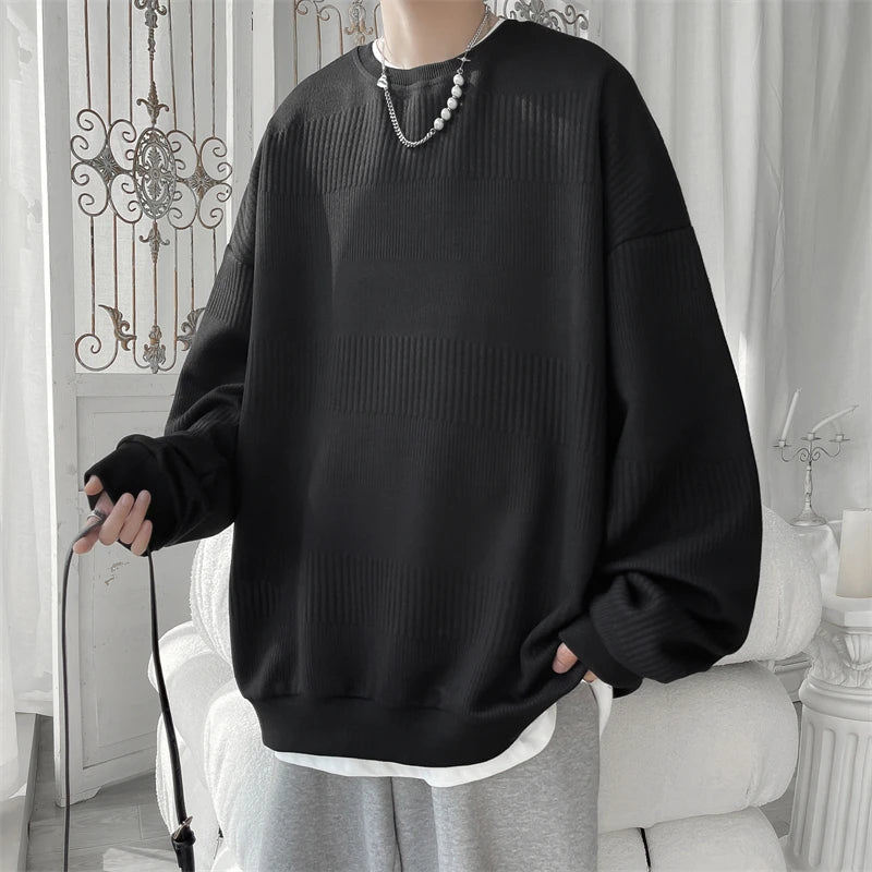 Hoodies Jacquard Sweatshirt Mens White Pullover Streetwear Casual Fashion Clothes