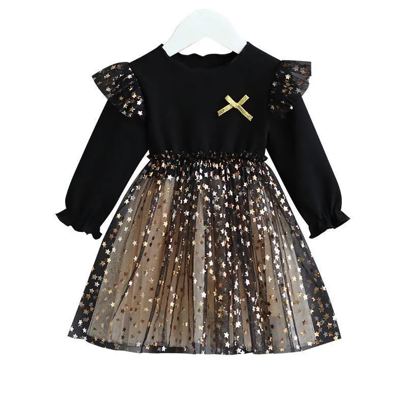 Kids Clothes Girls Long Sleeve A-line Dresses 1-6 Years Star
