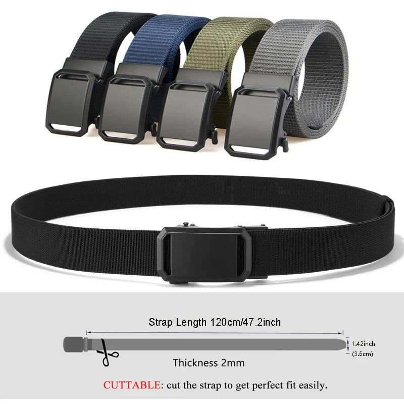 Tactical Belt For Men Canvas Automatic Buckle Belt Man Durable Casual Outdoor Hunting Adventures Training Pants Waist Belt Golf