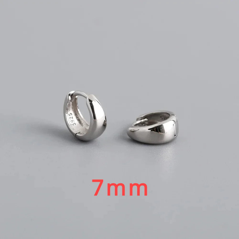 INZATT 100% 925 Sterling Silver 18K 6/7/8/9/10mm Round Hoop Earrings for Women Classic Fine Jewelry Minimalist Accessories