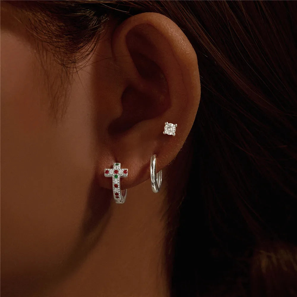 AIDE 925 Sterling Silver 3pcs 4pcs Set Zircon Stud Earrings 18k Gold Star Minimalism Huggies Earring Fine Jewelly Set Party Gift