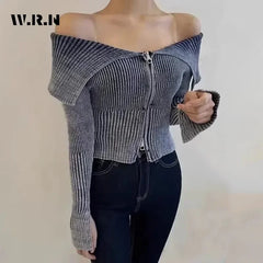 Women Hotsweet Solid Color Knitting Long Sleeve Slim Cardigans