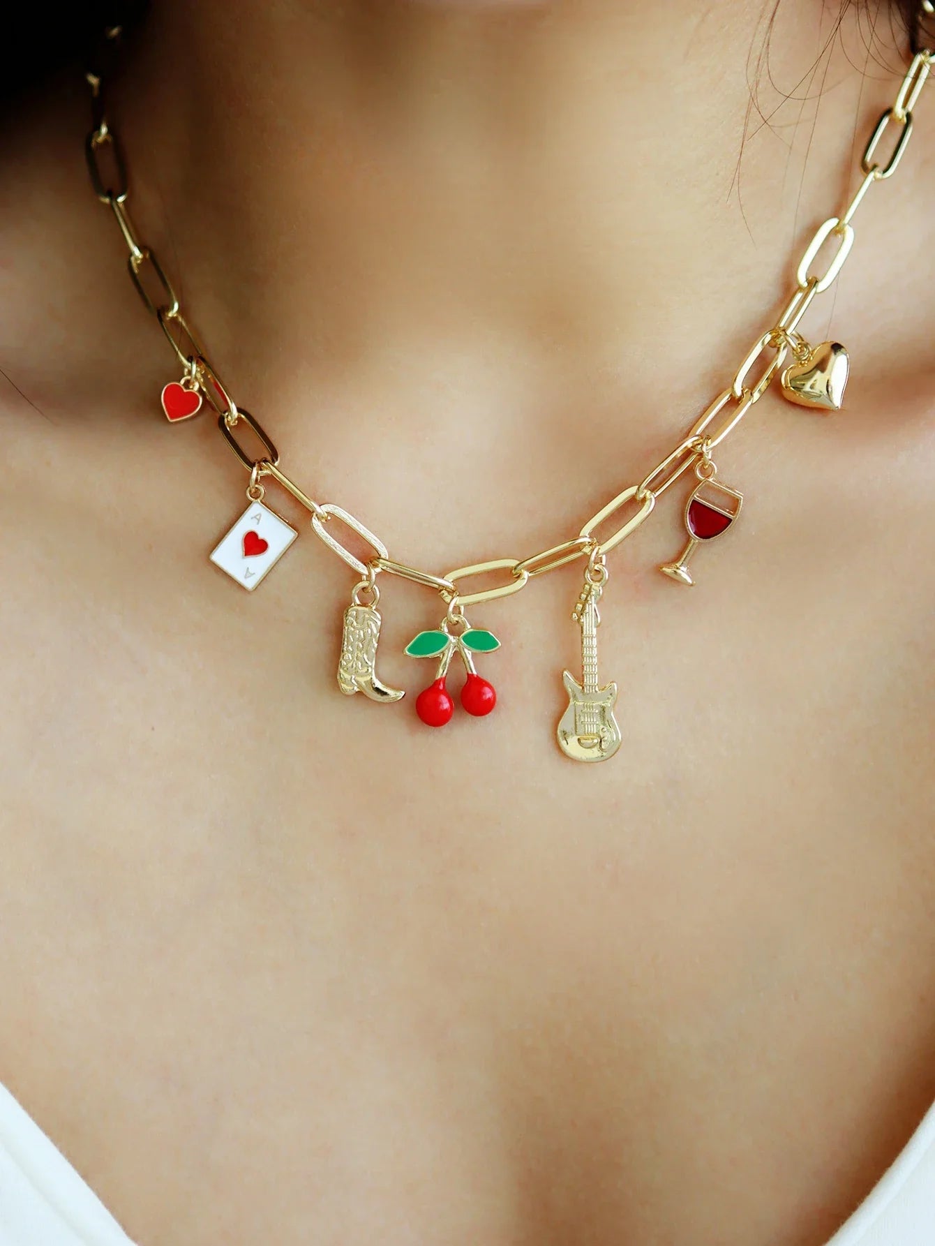Dopamine Cherry Starfish Chili Peppe Pendant for Women Charm Chain Necklace Beach Jewelry Vacation Gift