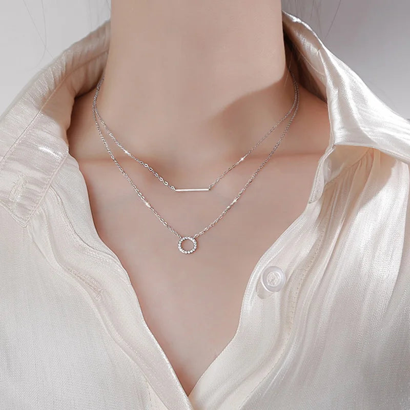 Women Choker Necklace Silver Color Temperament Small Beads Heart Butterfly