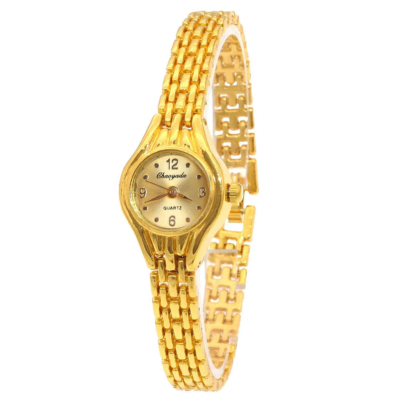 Ladies Gold Plated Watch Women Bracelet Quartz Wristwatch Girl Analog Feminino Relojes Hour Luxury Watches Elegant Casual Clock