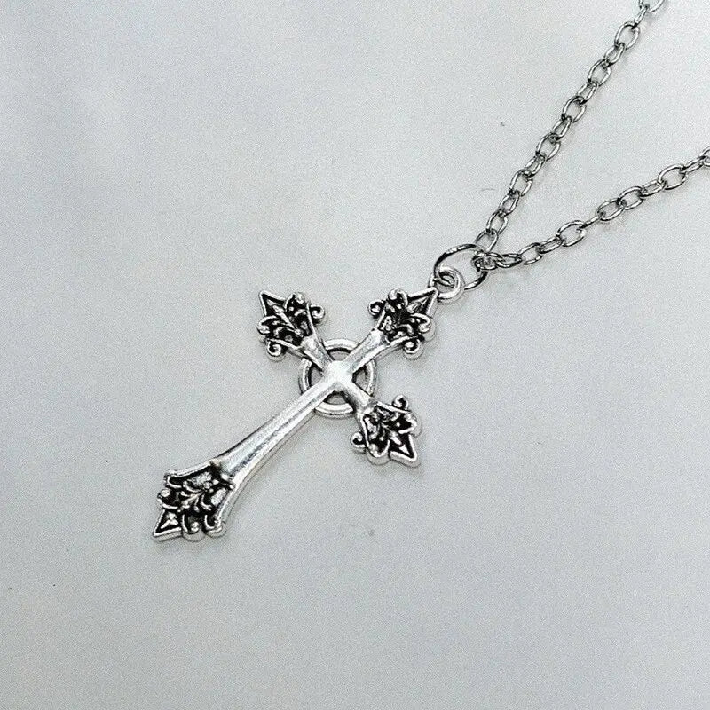 Black Rhinestone Cross Jesus Pendant Choker Necklace for Women Punk Vintage Double Layers Chain Boho Jewelry Fashion Party Gifts