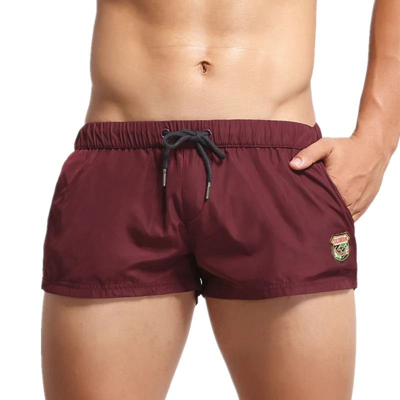 SEOBEAN Men's Summer Beach Shorts Swimwear Trunks Board Short Pants Male Gym Shorts Swim Surf Fitness Quick Dry Shorts