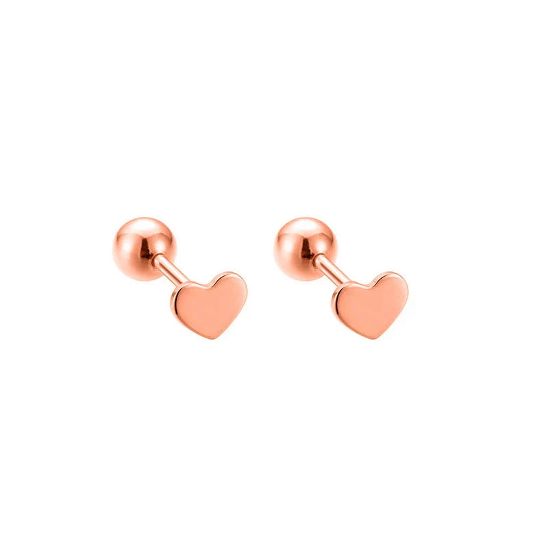 WANTME 925 Sterling Silver Fashion Simple Golden Flower Beads Small Stud Earrings for Women Teen Piercing Jewelry Accessories