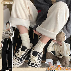 Keep Warm Thickened Corduroy Trousers Wide Leg Sweatpants Winter Straight Pants