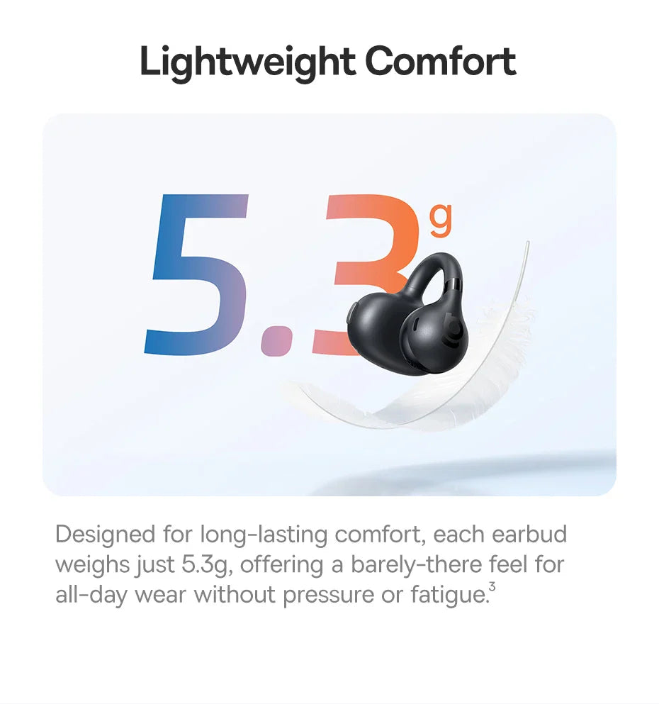 Baseus BC1 Ear Clip Earbuds Open Ear Wireless Earphones Bluetooth 6.0 Clip On Sports Headphones 4-Mics Super Bass IP55 Ear buds