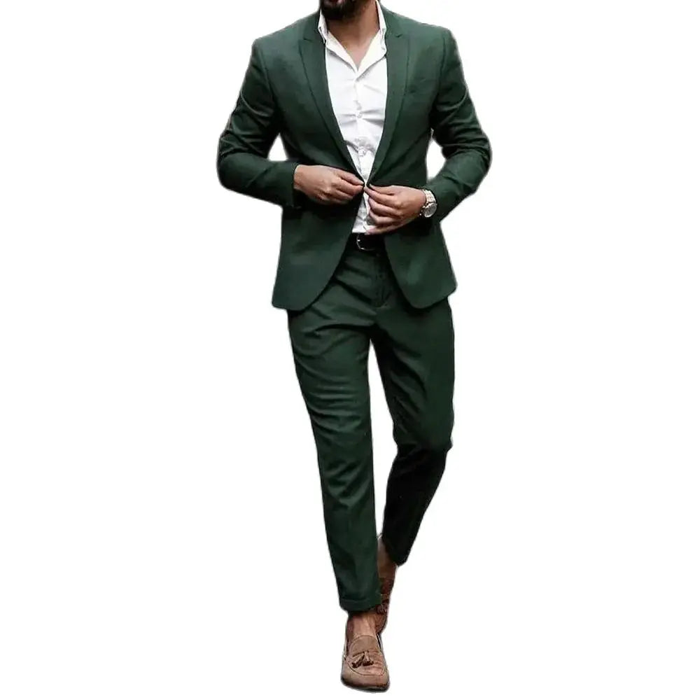 Tuxedo for Mens: Green Men's Suits Single Breasted Peak Lapel Fashion Prom Party