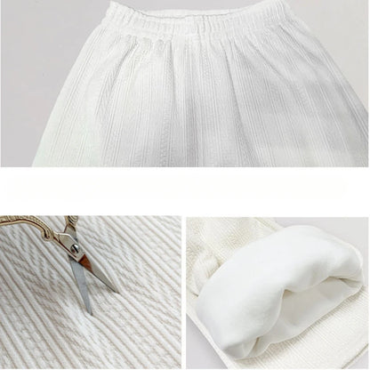 Striped Sweatpants Women Streetwear Thick Wide Leg Pants Straight Fleece-lined