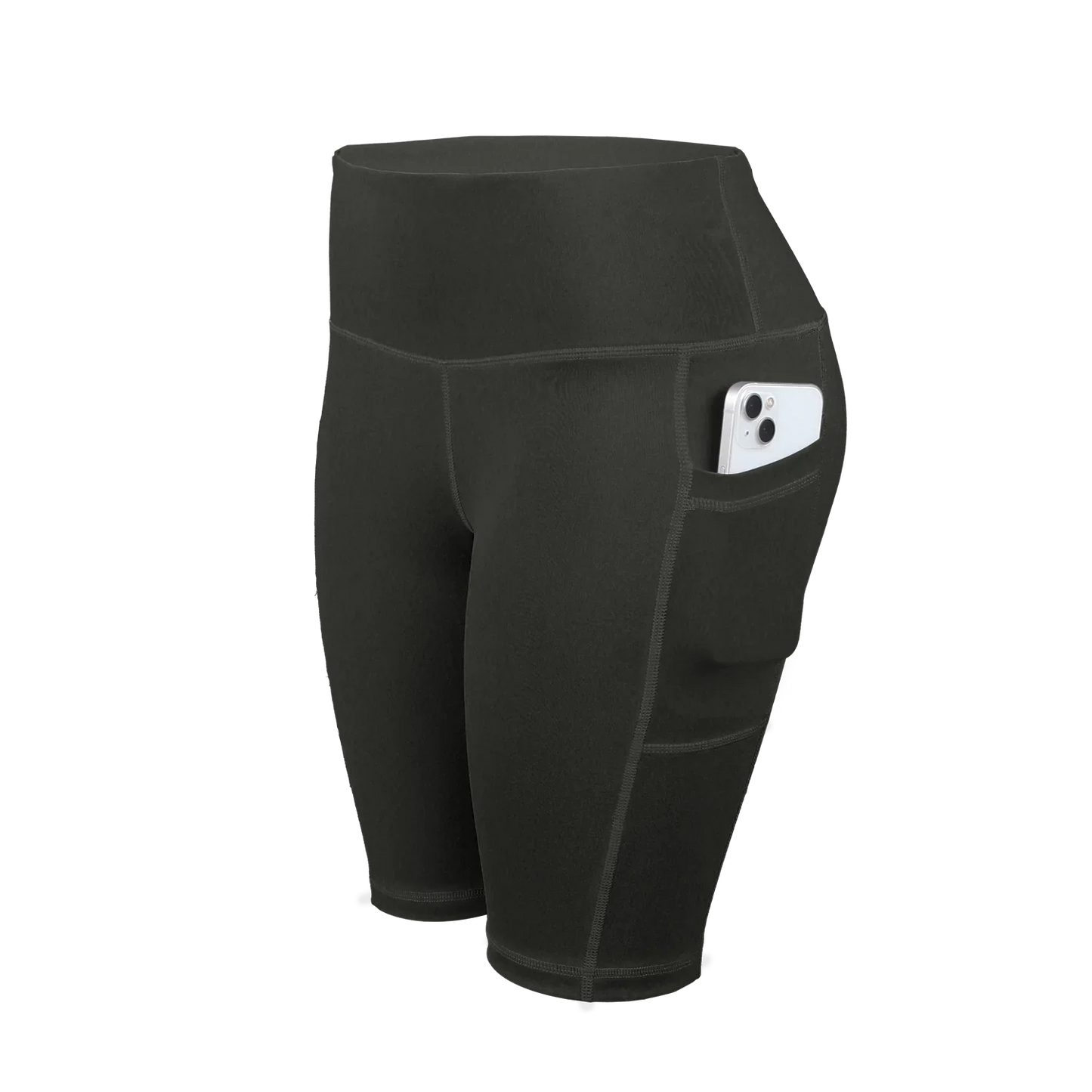 CHRLEISURE Women Solid Yoga Shorts with 3 Pockets High Waist Butt Lifting Workout Tights Gym Elastic Cycling Shorts Activewear