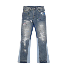 High Street Washes Prints Splashes Ink Retro Streetwear Mens Jeans