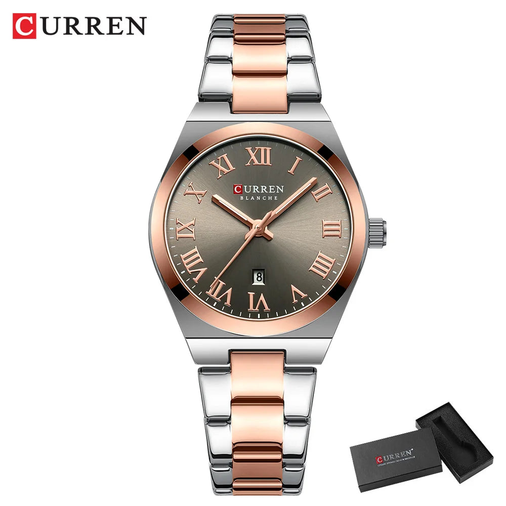 CURREN Women Watches Fashion Gold Stainless Stain Steel Ladies Watch Waterproof Quarzt Wristwatch Romatic Girlfriend Gift
