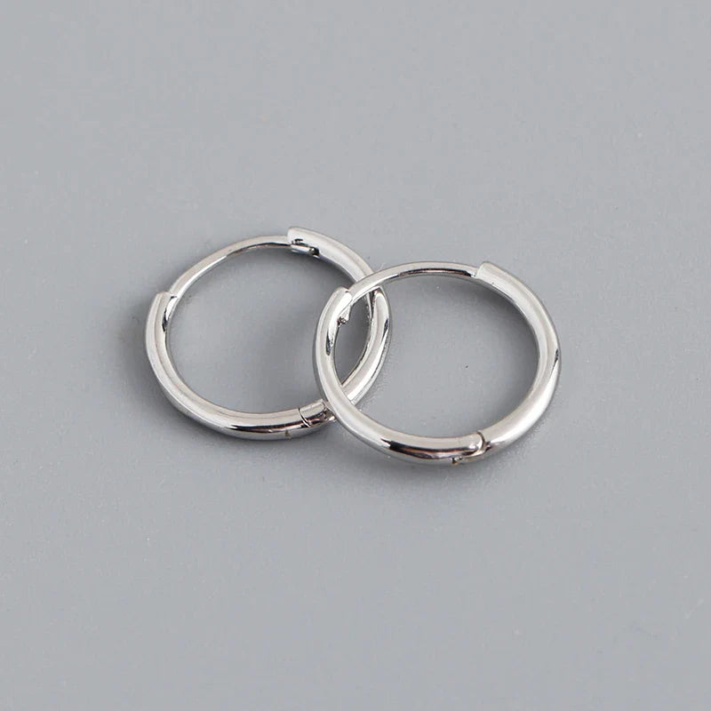 WANTME 925 Sterling Silver Minimalist Glossy Circle Hoop Earrings for Women Fashion Simple Ear Bone Piercing Jewelry Accessories