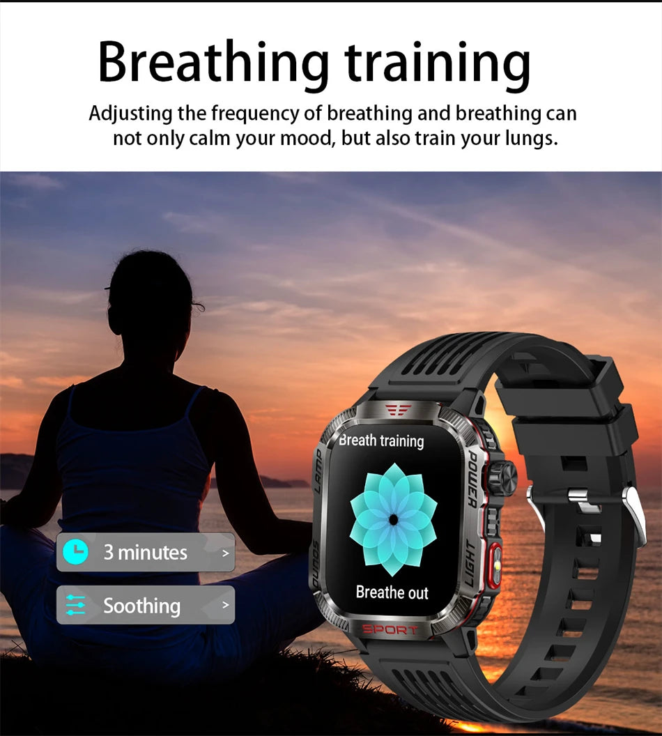 Outdoor Sports Smart Watch Men 2.01" GPS Tracker Compass LED Flashlight 600mAh Battery Waterproof Bluetooth Call Smartwatch Man