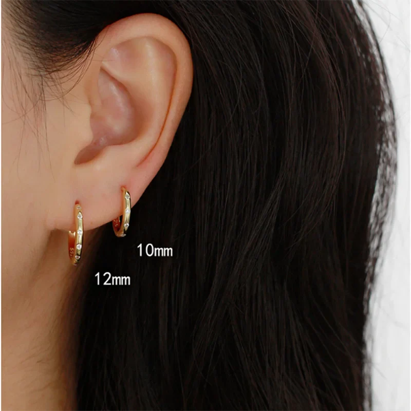 WANTME 925 Sterling Silver Fashion Simple Piercing Ear Closure Statement Stacked Ear Hoop Earrings for Women Huggies Jewelry