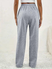 Spring and autumn new gray sweatpants women's high waist all casual wide leg pants